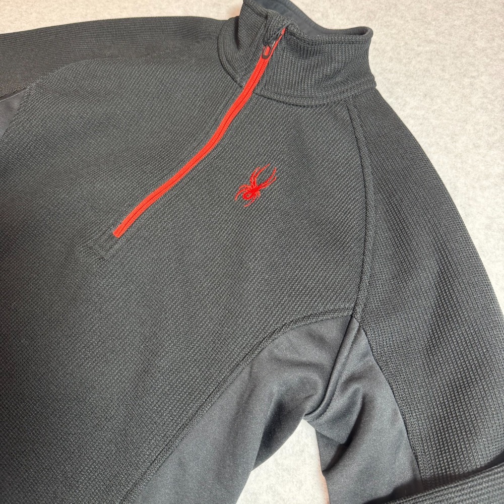 Spyder Active Sports Womens 1/4 Zip Waffle Knit Jacket Black Red Size M